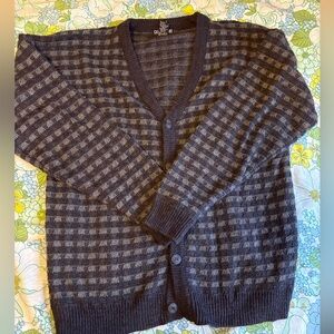 Vintage Men’s Size Large Jantzen Grey Checkered Cardigan
